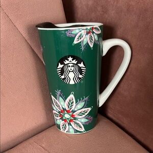Starbucks 2020 Christmas Poinsettias Ceramic Travel Coffee Mug